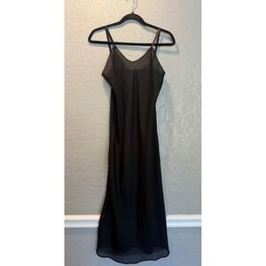Wondermaid Vintage Black Slip Dress Adjustable Straps Scalloped Trim Size 32 A